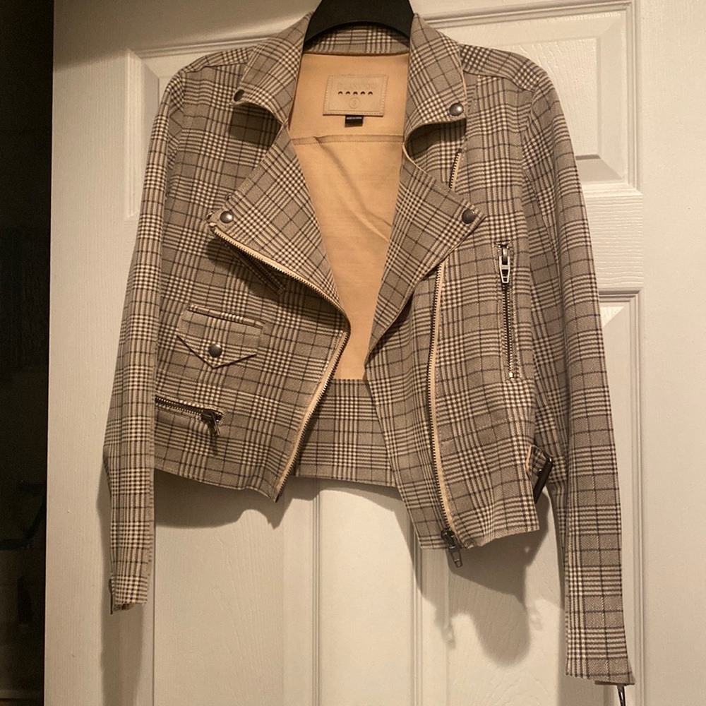Blank NYC plaid moto jacket
